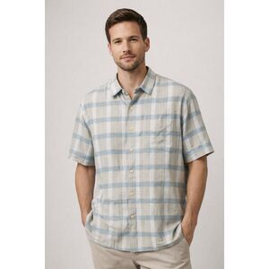 Tommy Bahama Silk Blend Plaid Shirt Mens XL Original Fit Blue